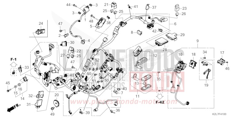 KABELBAUM/FERNBEDIENUNGSSCHLUESSEL von ADV 350 MAT CARNELIAN RED METALLIC (R384) von 2023